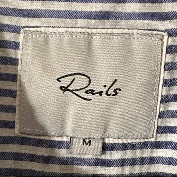 RAILS Revolve Frances Banker Stripe With Floral Patches MED Button Down Oxford - Picture 10 of 16